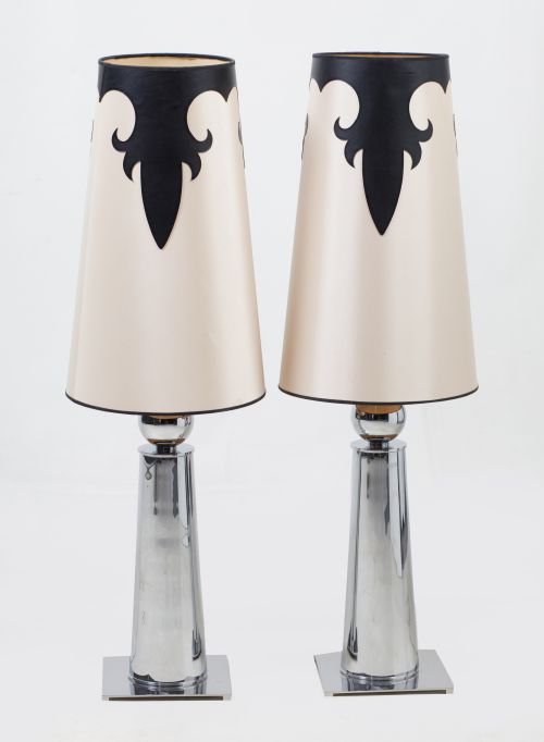 Pair of steel table lamps designed by Ipe Cavalli for Visio