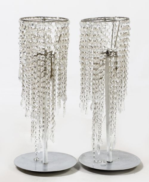 Pair of steel table lamps, Rugiano manufacture, Italy, 20th