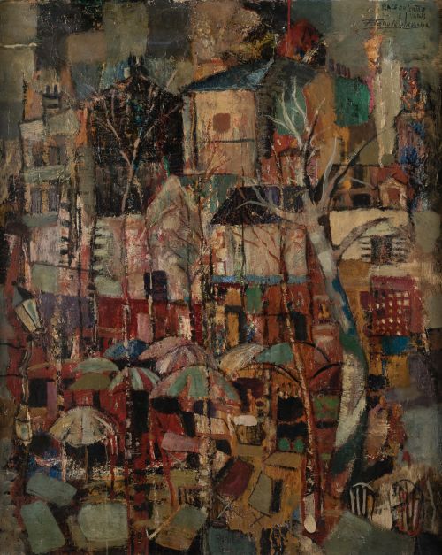 FEDERICO DE ECHEVARRIA, “Place du theatre”, 1959, Óleo sobr