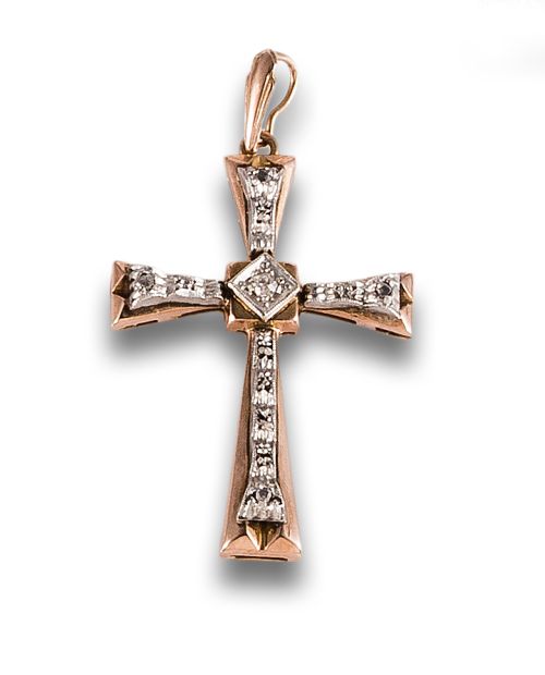 DIAMOND CROSS PENDANT, IN GOLD AND PLATINUM