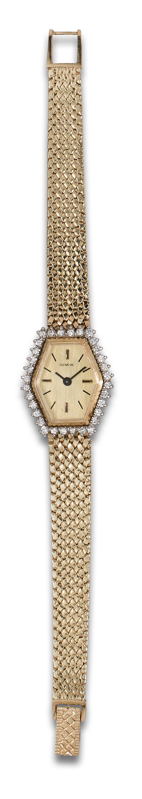 LADIES&#39; WRIST WATCH IN YELLOW GOLD AND DIAMONDS