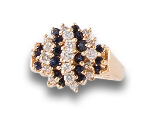 RING, 1980s, WITH DIAMONDS AND SAPPHIRES, IN YELLOW GOLD