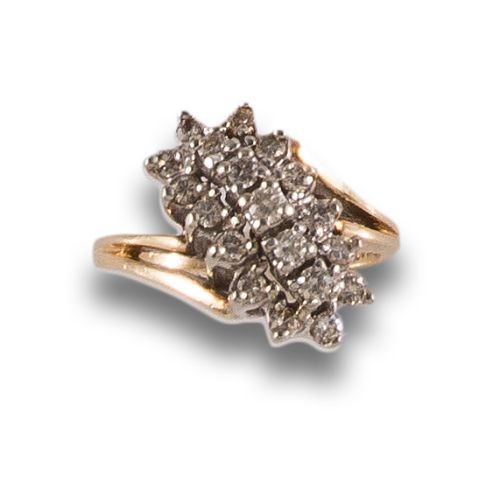 DIAMOND COCKTAIL RING, IN TWO-TONE GOLD