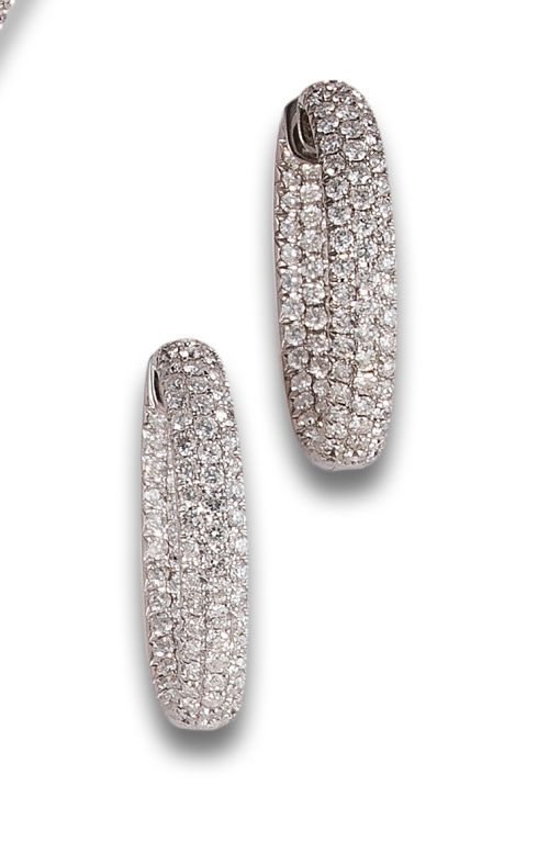 DIAMOND HOOP EARRINGS, IN WHITE GOLD