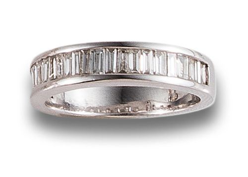 HALF DIAMOND WEDDING RING, IN WHITE GOLD