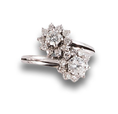 BYPASS DIAMOND RING, IN WHITE GOLD