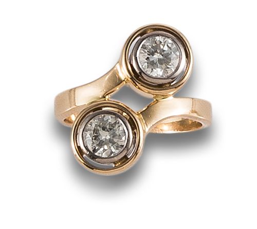 BYPASS DIAMOND RING, IN TWO-TONE GOLD