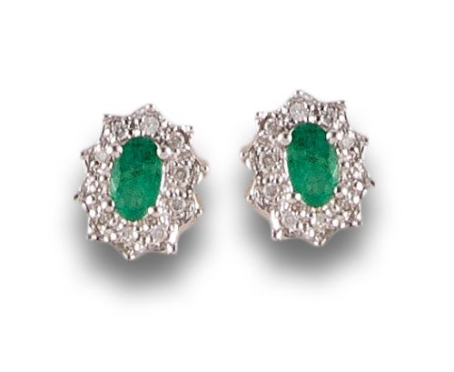 WHITE GOLD EARRINGS WITH EMERALDS AND DIAMONDS