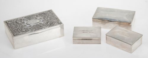 Lot of three boxes of different sizes made of hallmarked si