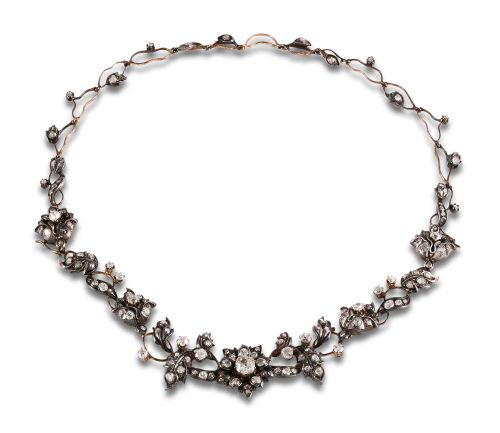 DIAMONDS, GOLD AND SILVER NECKLACE FROM THE LATE 19TH CENTU