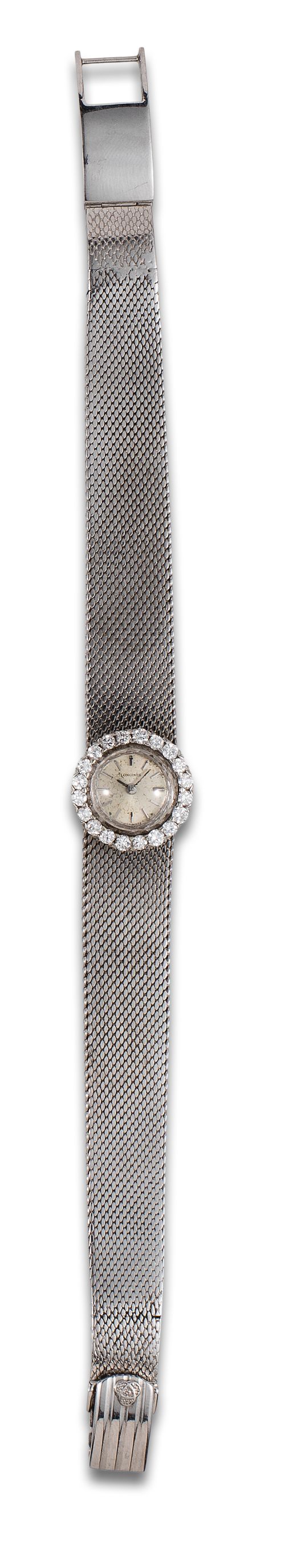 LONGINES WOMEN&#39;S WRIST WATCH IN WHITE GOLD WITH DIAMONDS