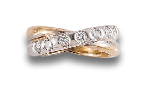 DIAMOND CROSS RING, IN TWO-TONE GOLD