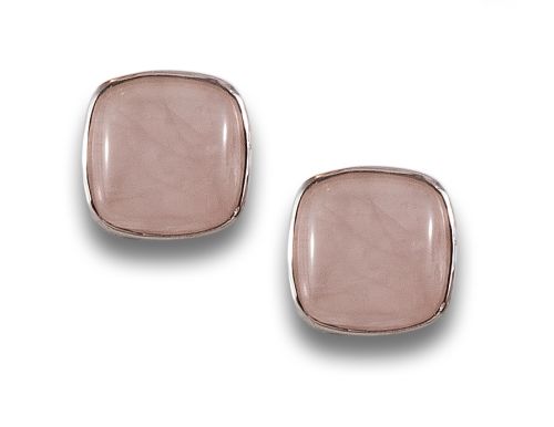 ROSE QUARTZ AND WHITE GOLD EARRINGS