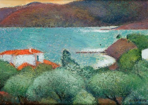 GUILLEM VILLA BASSOLS, "Cadaques", Óleo sobre lienzo