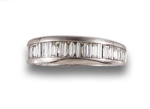 HALF DIAMOND WEDDING RING, IN WHITE GOLD