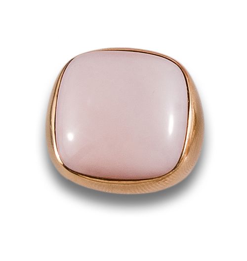 BOMBE GOLD AND ROSE QUARTZ RING