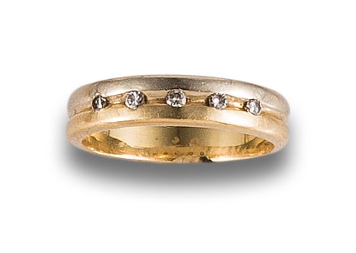 HALF DIAMOND WEDDING RING, IN TWO-TONE GOLD