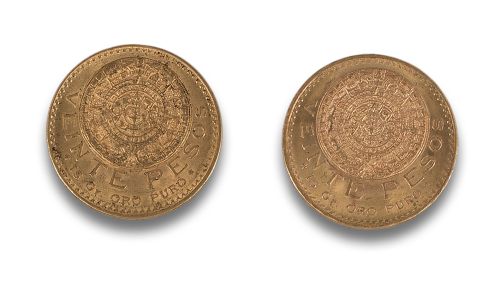 LOT OF 2 MEXICAN 20 PESOS COINS