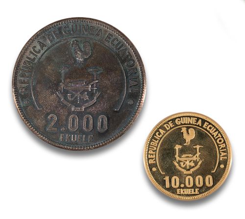 DOS MONEDAS CONMEMORATIVAS DE LA REPÚBLICA DE GUINEA ECUATO