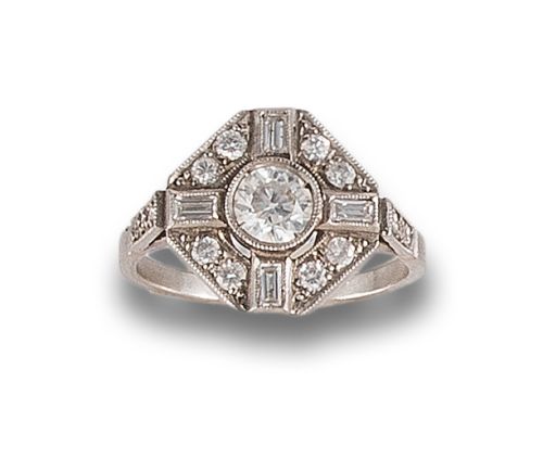 ART DECO STYLE DIAMONDS RING IN PLATINUM