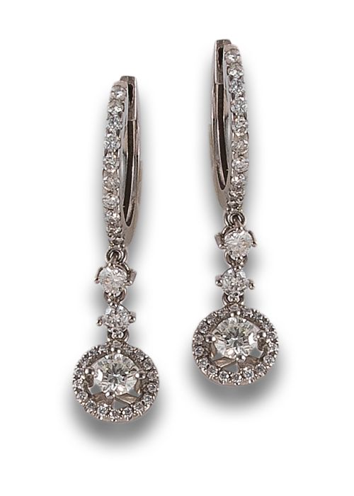 LONG DIAMOND EARRINGS, IN WHITE GOLD