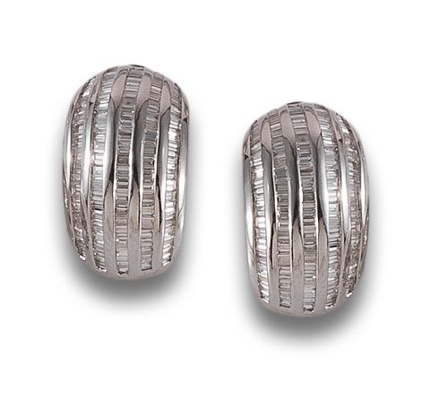 BOMBE HALF HOOP DIAMOND EARRINGS, IN WHITE GOLD