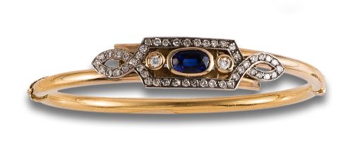 ANTIQUE DIAMOND AND SAPPHIRE BRACELET, IN GOLD