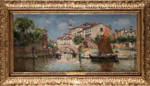 ANTONIO REYNA, "Canal de Venecia", Óleo sobre lienzo