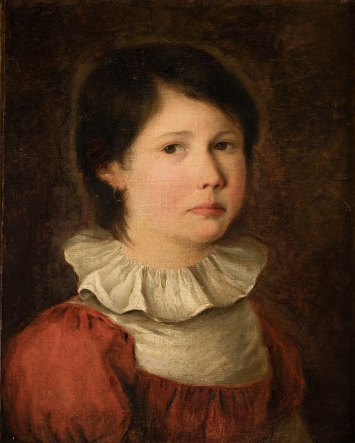 ESCUELA ESPAÑOLA , "Retrato de una niña", Óleo sobre lienzo