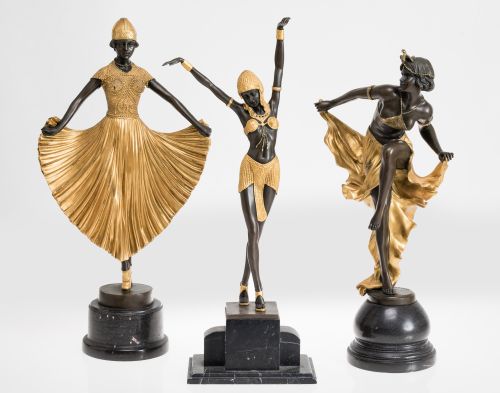  ESCUELA FRANCESA, "Bailarina", Bronce dorado y patinado