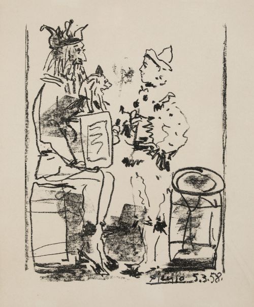 PABLO RUIZ PICASSO (DESPUES), "Los saltimbanquis", 1958, Li