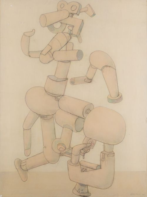 ALFONSO FRAILE, "Chimenea", 1980, Técnica mixta sobre papel