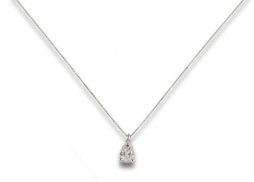 COLGANTE DE DIAMANTE, EN ORO BLANCO CON CADENITA