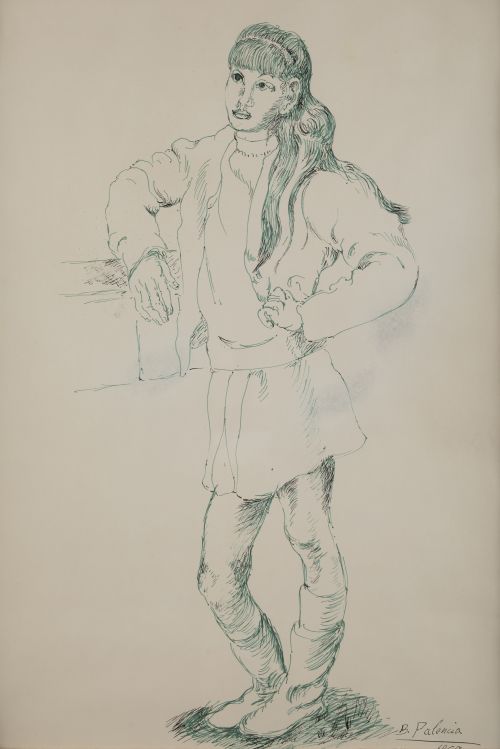 BENJAMÍN PALENCIA, "Muchacha", 1969, Tintas sobre papel