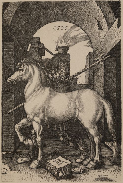 ALBERTO DURERO, "Pequeño caballo fogoso, junto a un alabard