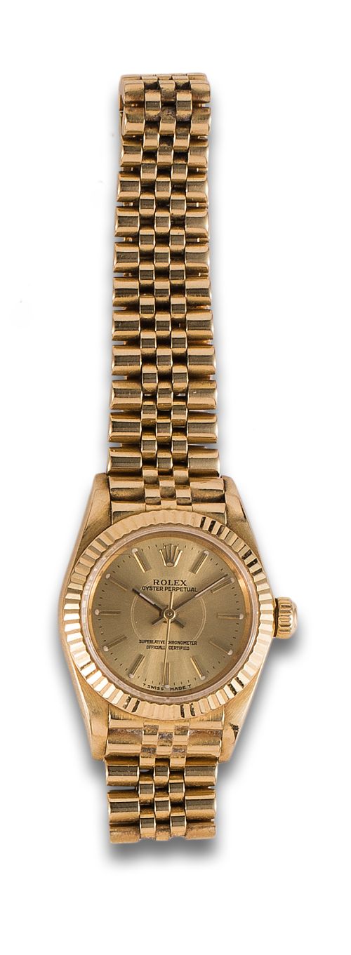 RELOJ DE PULSERA ROLEX OYSTER PERPETUAL DE SEÑORA, EN ORO A