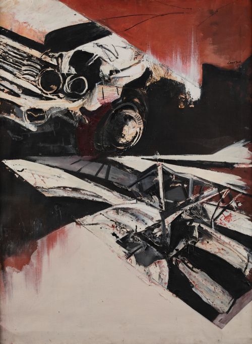 RAFAEL CANOGAR, "Dos fragmentos de siniestro", 1965, Óleo s