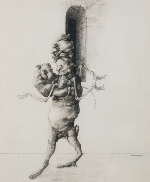 JOSÉ HERNÁNDEZ, "Huesos", 1972, Tinta china sobre papel