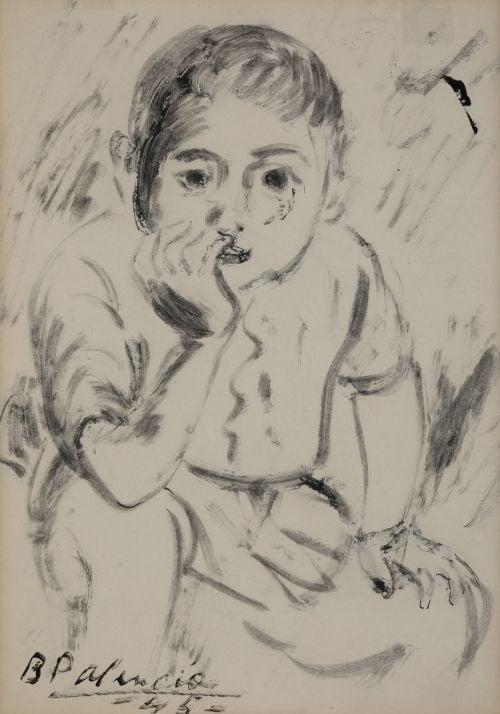 BENJAMÍN PALENCIA, "Niño de Vallecas", 1945, Tinta sobre pa