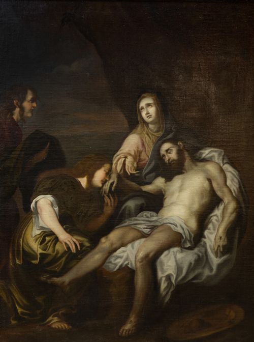 SEGUIDOR DE VAN DYCK , "La Piedad", Óleo sobre lienzo.