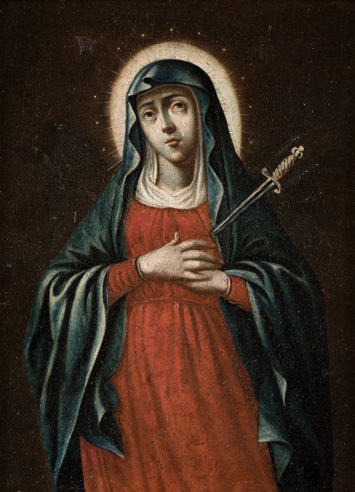 ESCUELA ESPAÑOLA, "Dolorosa", Óleo sobre lienzo.