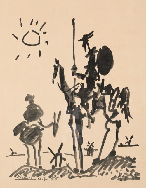 PABLO RUIZ PICASSO (DESPUES), "Don Quijote y Sancho", Litog