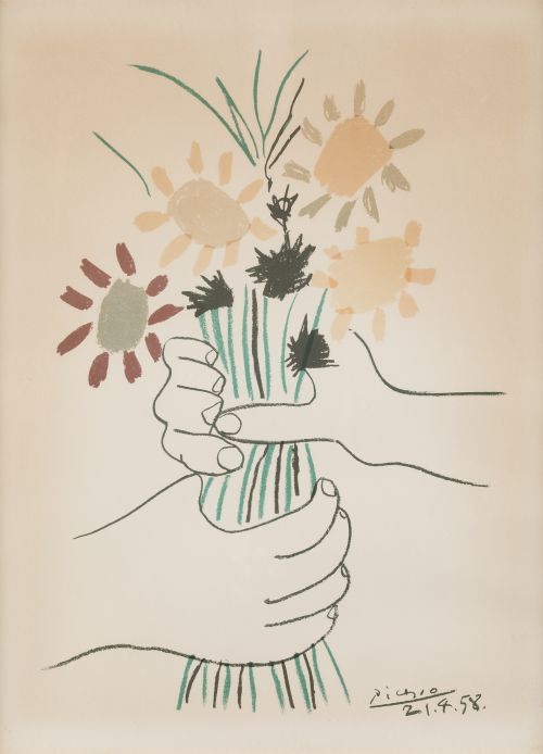 PABLO RUIZ PICASSO (DESPUES), "Ramo de flores", Litografía