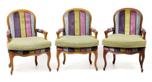 Three Louis XV style armchairs, Spain, 20th century