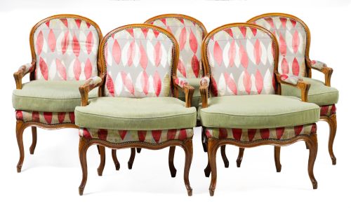 Five Louis XV style armchairs, Spain, 20th century