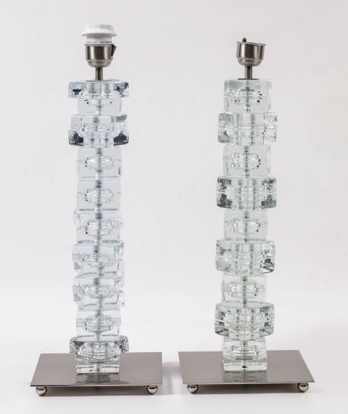 Pair of Murano glass table lamps, 20th century