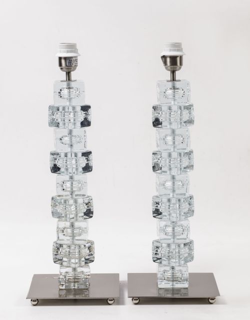 Pair of table lamps, possibly Murano, 20th century