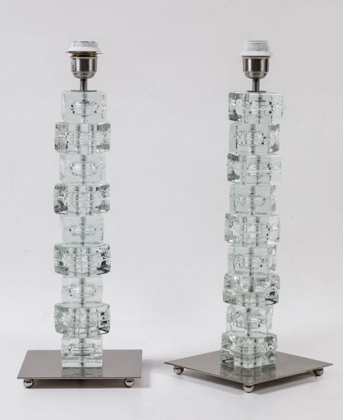 Pair of table lamps, possibly Murano, 20th century