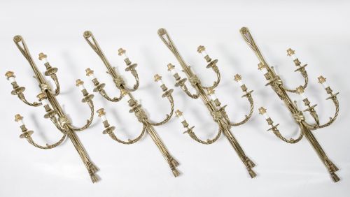 Four Louis XVI style wall lights, 20th century