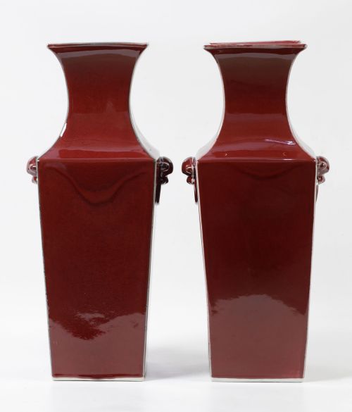 Pair of oxblood ceramic vases following Chinese models, 20t